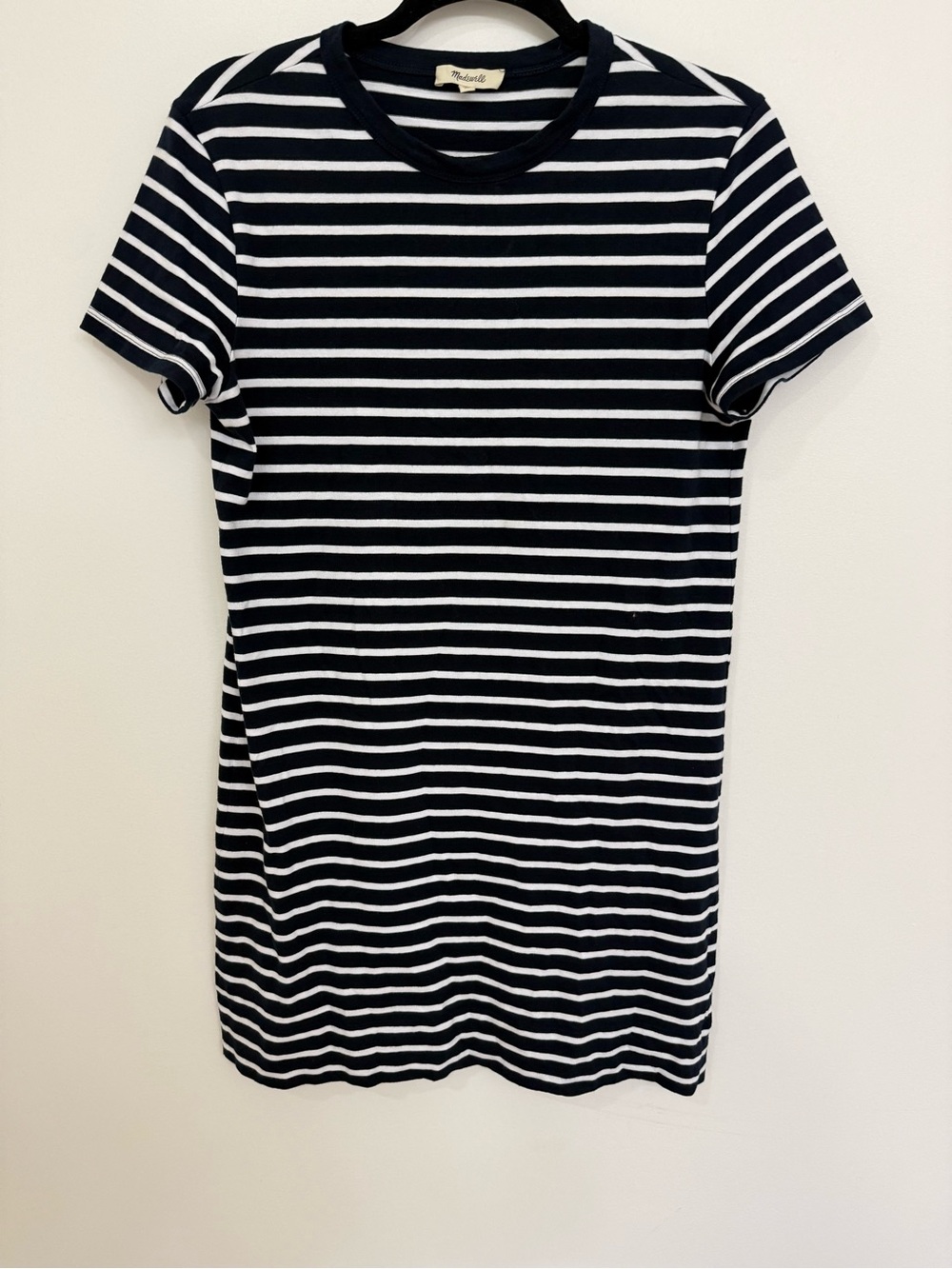 Madewell Striped Short-Sleeve T-Shirt Dress - Navy  & White Size Small